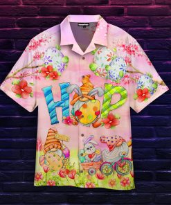 Happy Easter Eggs Bunny Rabbit Plays With Grome Tropical Hawaiian Shirt