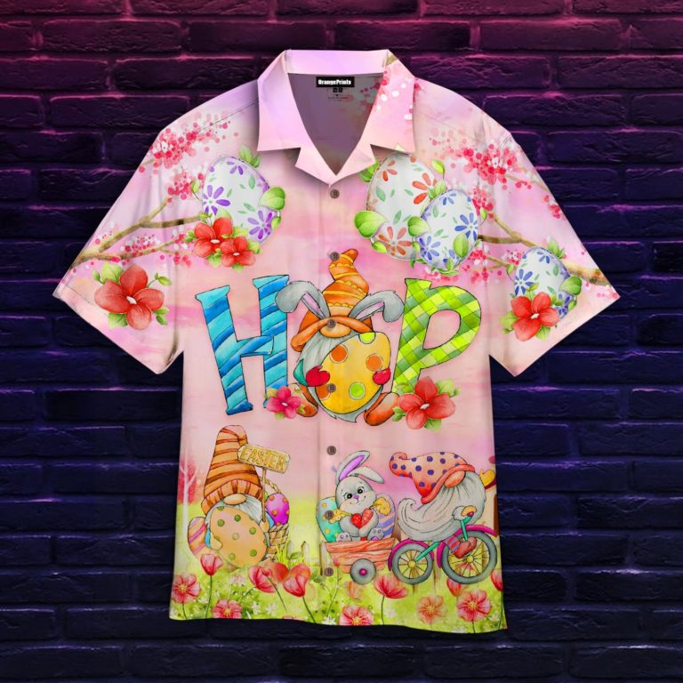 Happy Easter Eggs Bunny Rabbit Plays With Grome Tropical Hawaiian Shirt