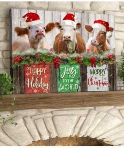 Happy Holiday Cow Wall Art Decor
