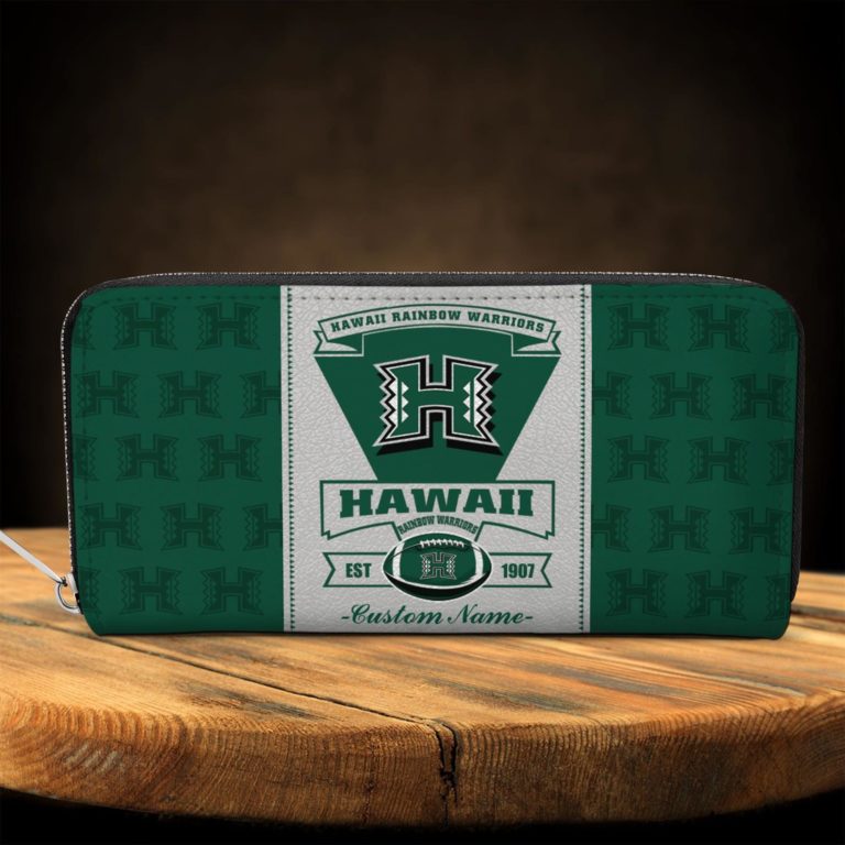 Hawaii Rainbow Warriors Custom Name Zip Around Wallets