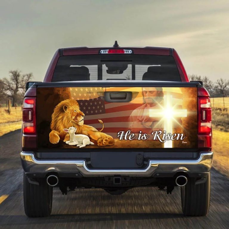 He Is Risen Lion And Lamb Truck Tailgate Decal Sticker Wrap