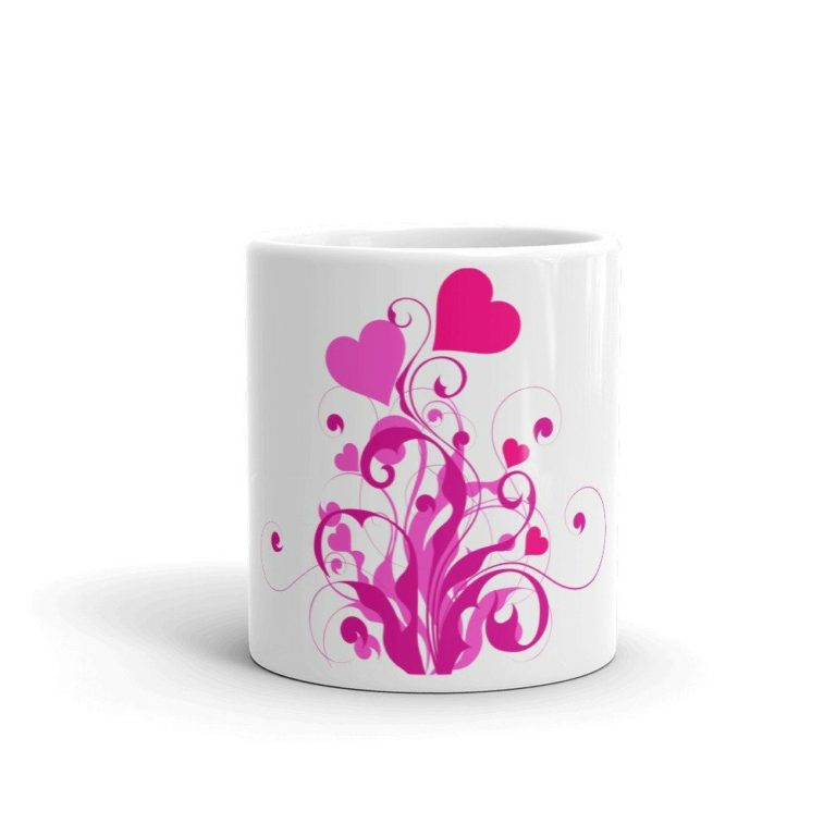 Hearts Coffee Mug Valentines Couple With Love Romantic Relationship Gift