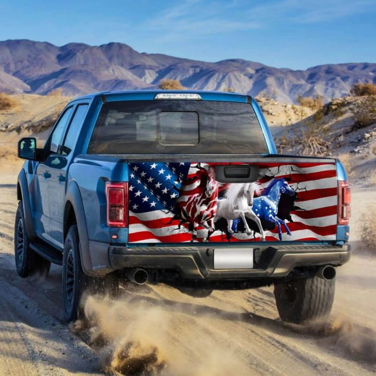 Horse American Patriot Truck Tailgate Decal Sticker Wrap THB2699TD