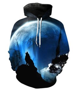 Howling To The Blue Moon – Wolves 3D Hoodie