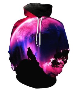 Howling To The Red Moon – Wolves 3D Hoodie