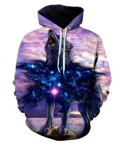 Howling Wolf’s Heart Galaxy Space Hoodie