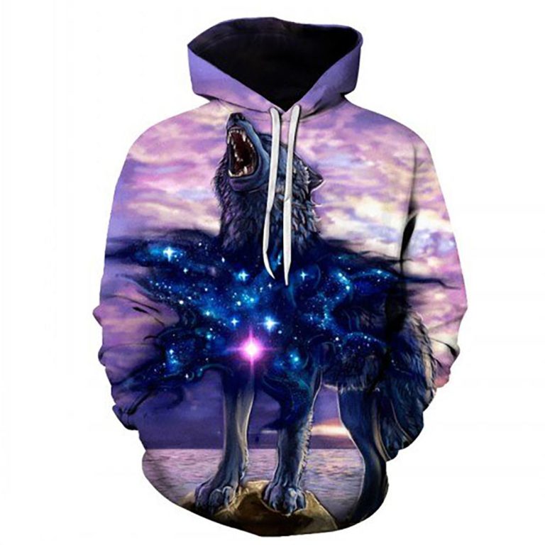 Howling Wolf’s Heart Galaxy Space Hoodie