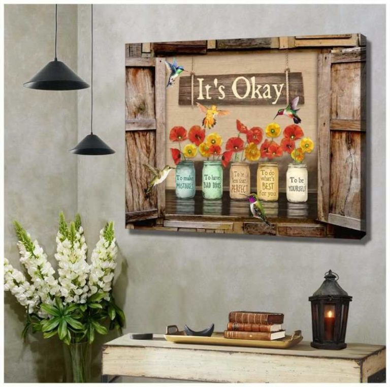 Hummingbird Canvas Gifts It?s Okay To Make Mistakes Window Poppy Flowers Wall Art Floral Decor