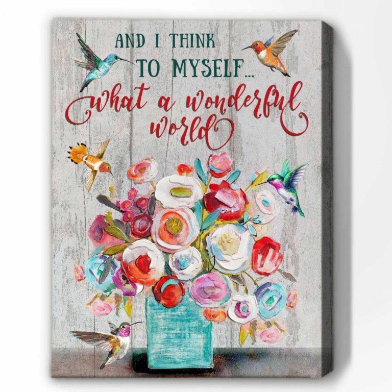 Hummingbird What A Wonderful World Wall Art Floral Decor