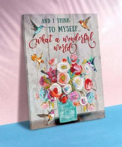 Hummingbird What A Wonderful World Wall Art Floral Decor