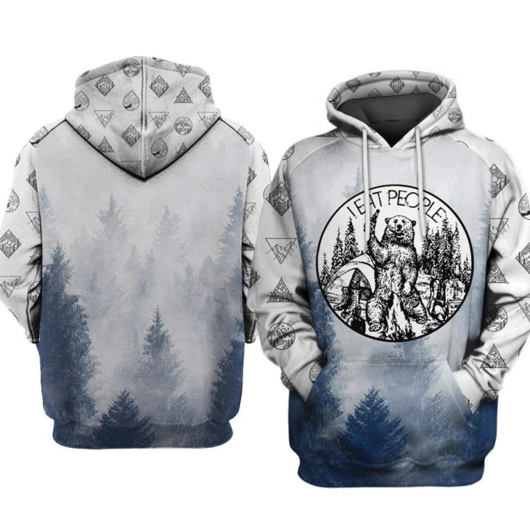 I Eat People Bear 3D All Over Printed Shirt Camping Hoodie