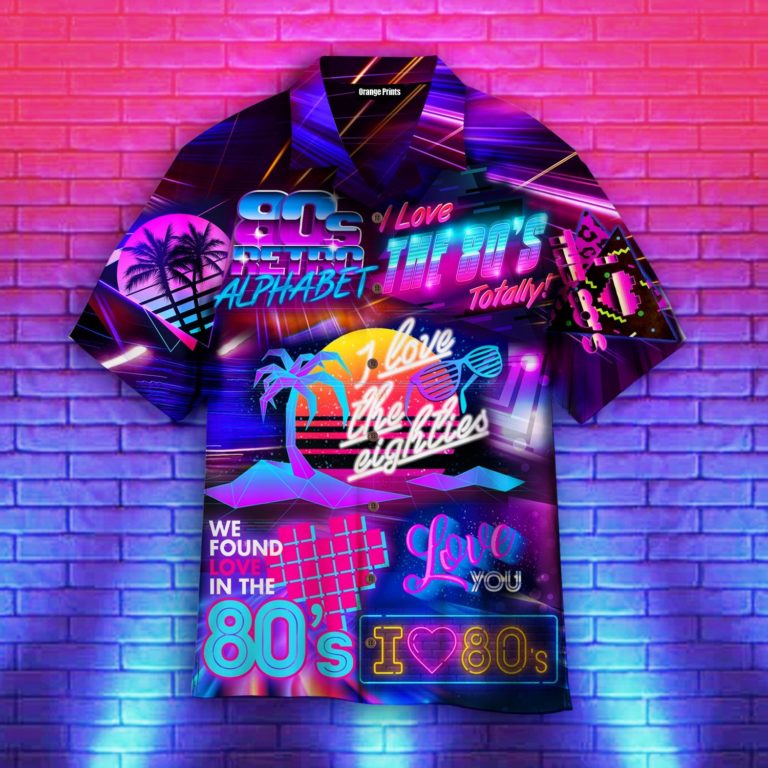I Love The 80s Neon Music Party Hawaiian Shirt