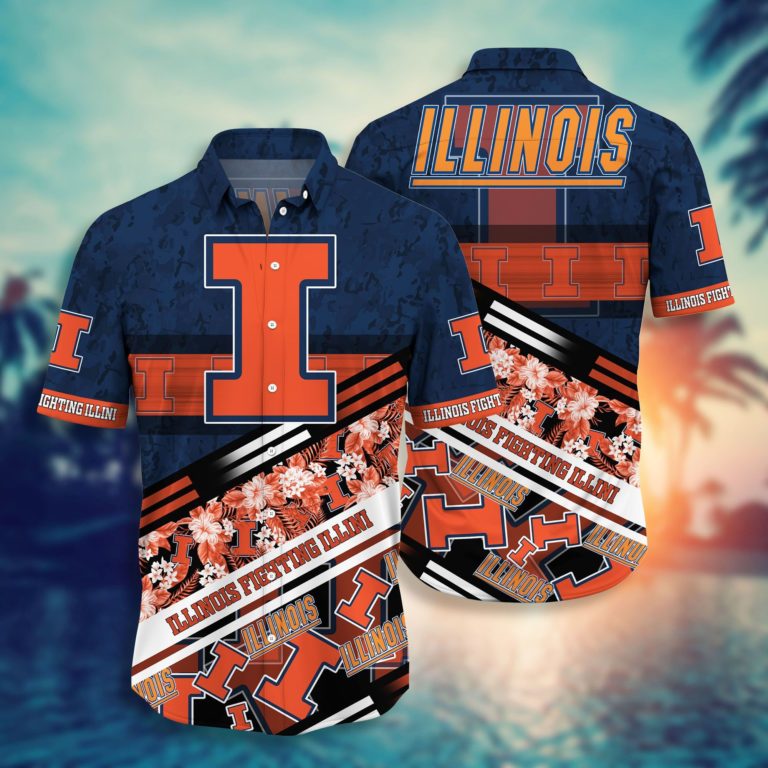 Illinois Fighting Illini Hawaiian Aloha Shirts NCAA