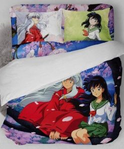 Inuyasha Bed Set Romantic Kagome And Inuyasha Anime Bedding