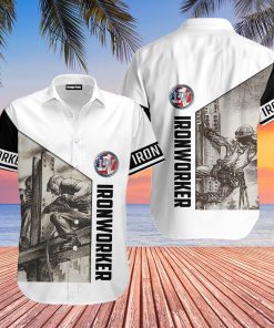 IronWorker Black White Tropical Hawaiian Shirt