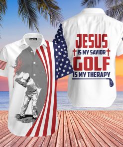 Jesus Is My Savior Golf Is My Therapy Hawaiian Shirt