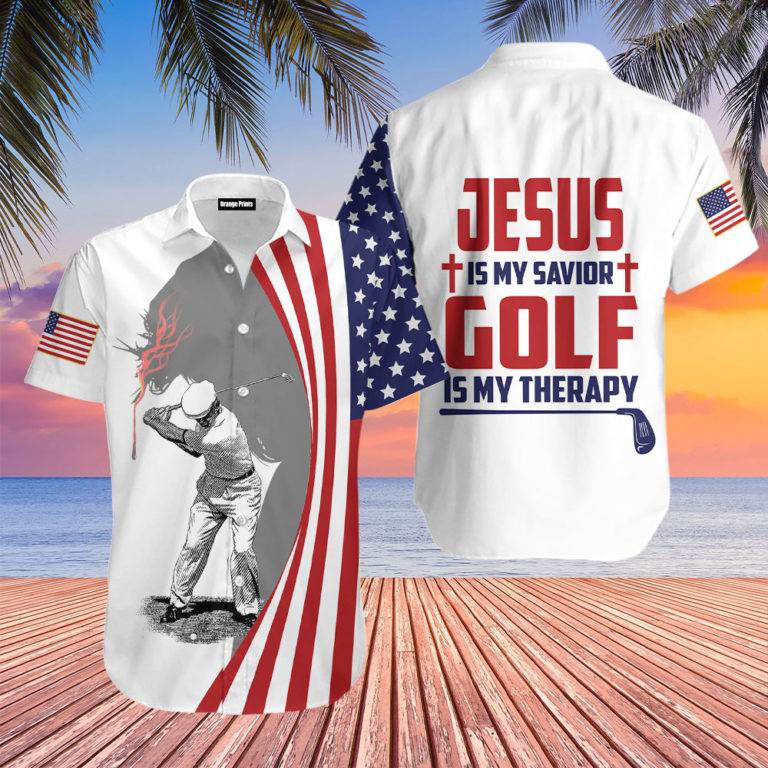 Jesus Is My Savior Golf Is My Therapy Hawaiian Shirt