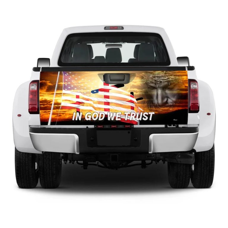 Jesus Truck Tailgate Decal Sticker Wrap In God We Trust TTY333TD