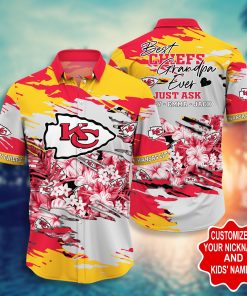 Kansas City Chiefs – Custom Name Short Sleeve Button Down Hawaiian Shirt