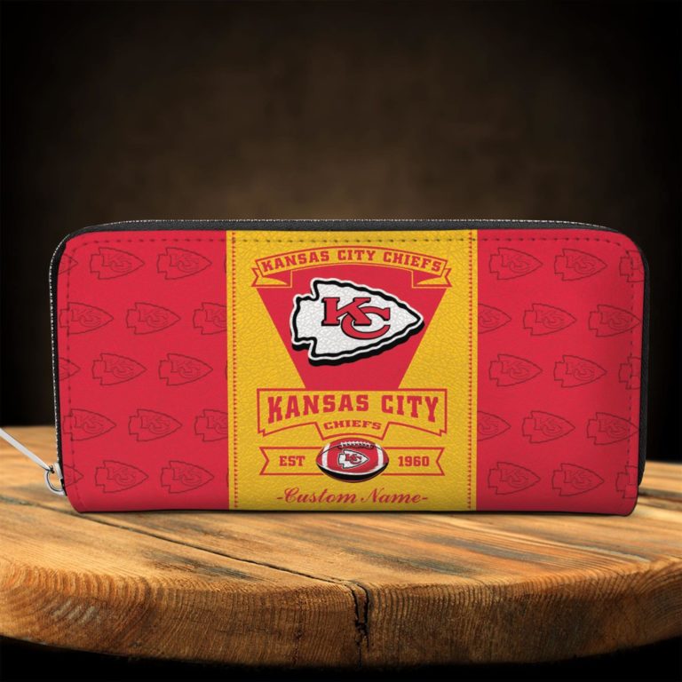 Kansas City Chiefs Custom Name Zip Around Wallets