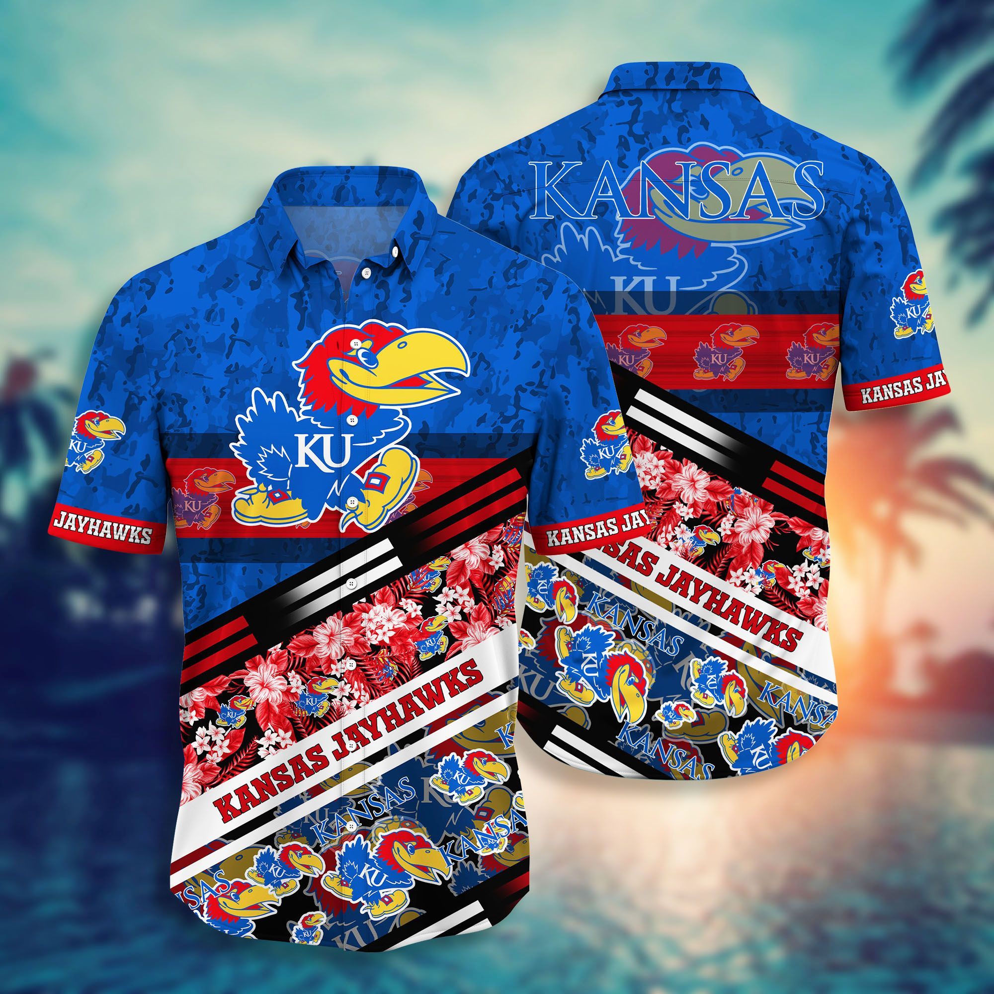 Kansas Jayhawks Hawaiian Aloha Shirts NCAA - RobinPlaceFabrics