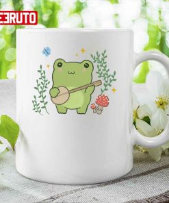 Kawaii Cute Frog Banjo Butterfly Cottagecore Aesthetic Mug