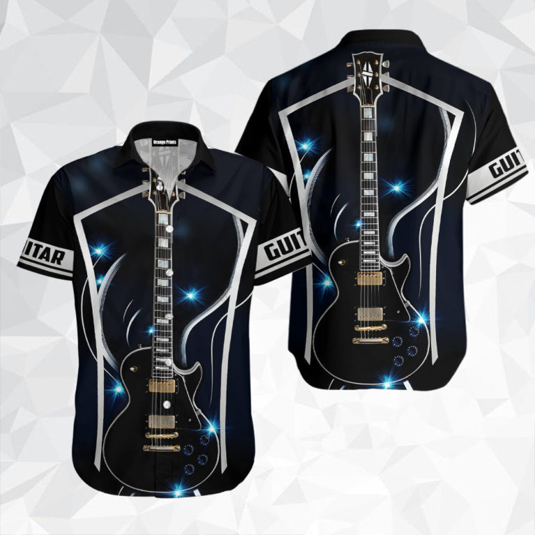 Love Guitar Short Sleeve Button Down Hawaiian Shirt