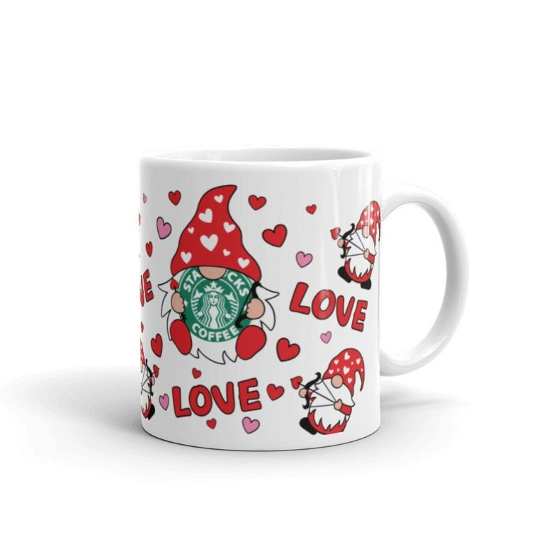 Love Hearts Valentines Gnome Ceramic Mug