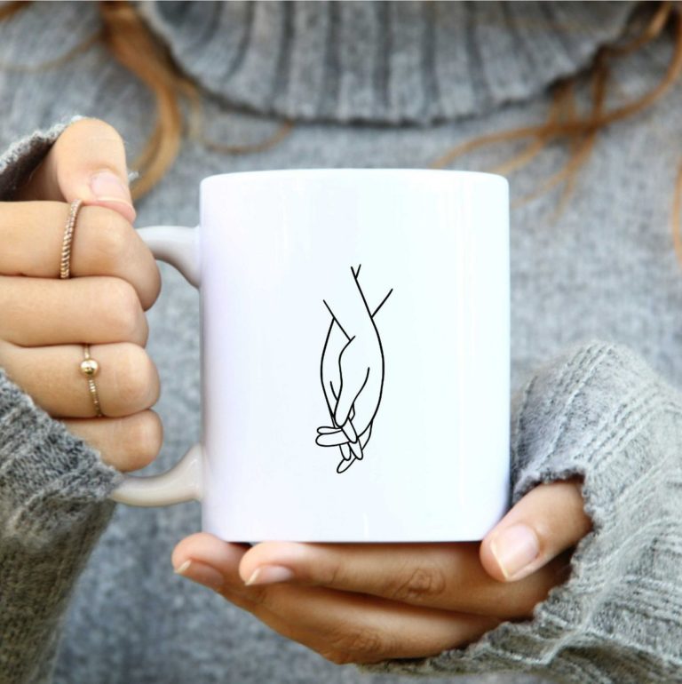 Love Holding Hands Mug Gift Valentines Couple With Love