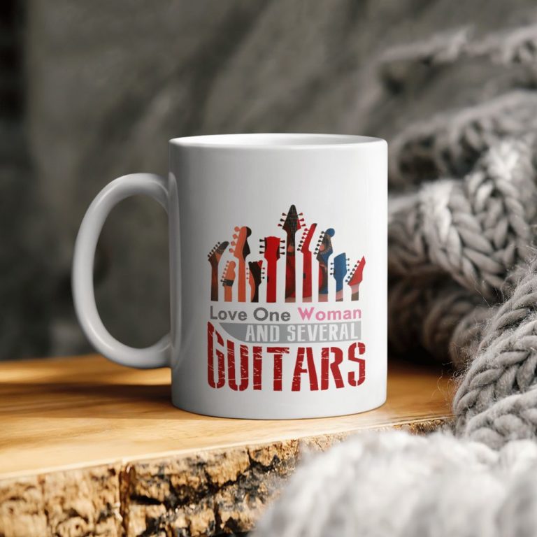 Love One Woman And Several Guitars Ceramic Coffee Mug