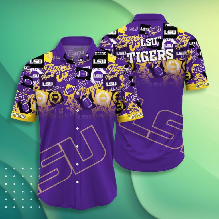 LSU TIGERS Casual Short Sleeve Hawaiian Shirt