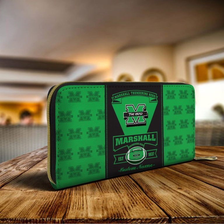 Marshall Thundering Herd Custom Name Zippy Long Wallets