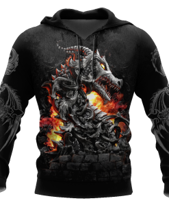 Men Hoodie 3D Armor Tattoo and Dungeon Dragon Hoodie
