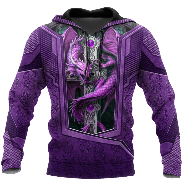 Men Hoodie 3D Tattoo and Purple Dungeon Dragon Hoodie