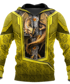 Men Hoodie 3D Tattoo and Yellow Dungeon Dragon Hoodie