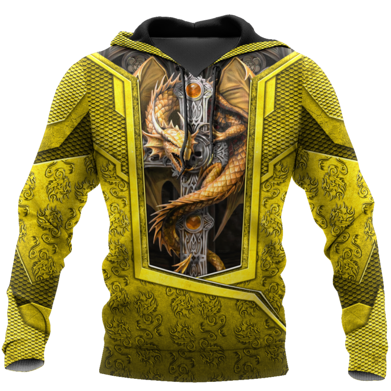 Men Hoodie 3D Tattoo and Yellow Dungeon Dragon Hoodie