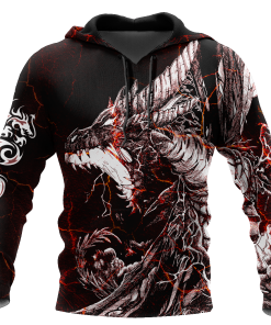 Men Hoodie Red Black Tattoo Dragon Hoodie Men Hoodie Red Black Tattoo Dragon Hoodie