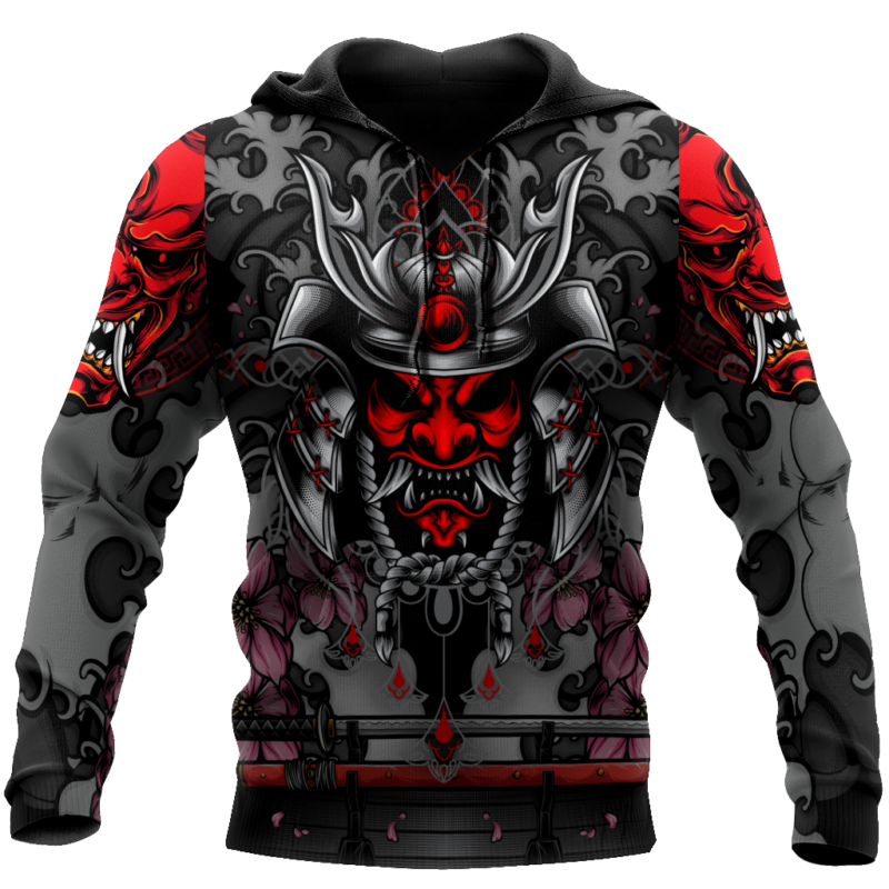 Men Samurai Hoodie Premium Unisex 3D_5092 - RobinPlaceFabrics