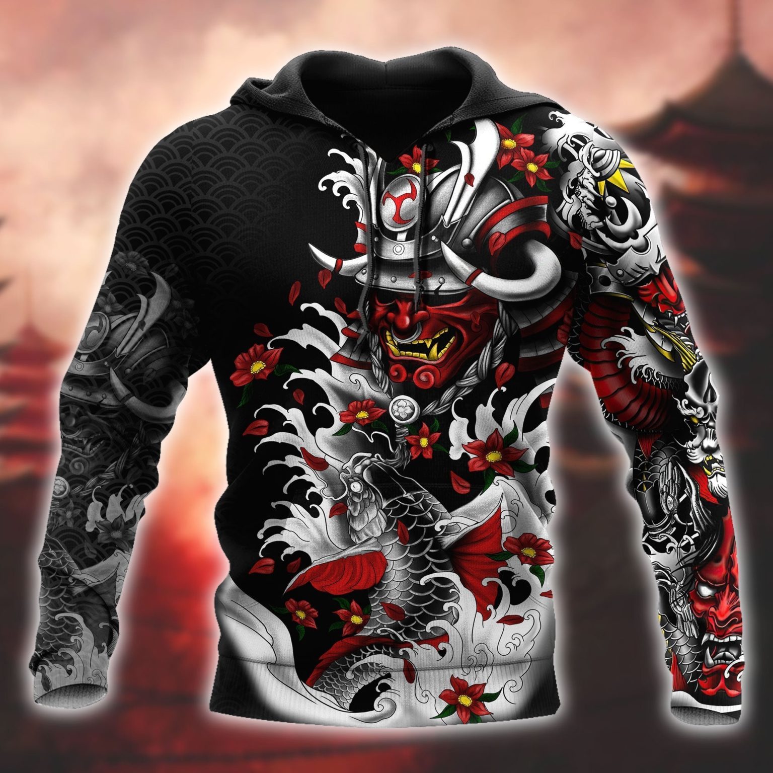 Men Samurai Hoodie Premium Unisex 3D_5092 - RobinPlaceFabrics