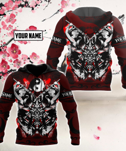 Men Samurai Hoodie Red Premium Unisex 3D Printed Yin And Yang Samurai Hoodie MEI