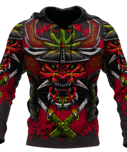 Men Samurai Hoodie Red Premium Unisex All Over Printed