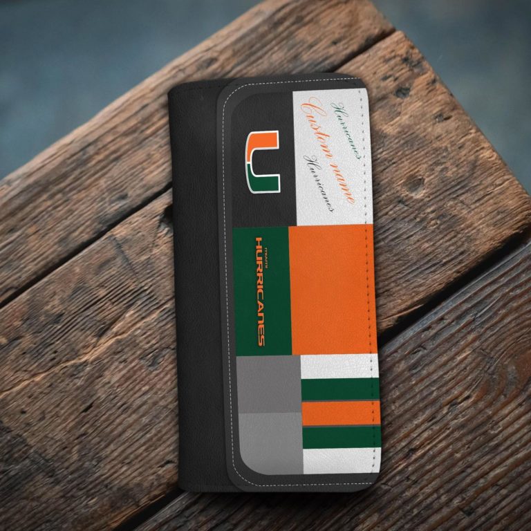 Miami Hurricanes Custom Name Zip Around Wallets