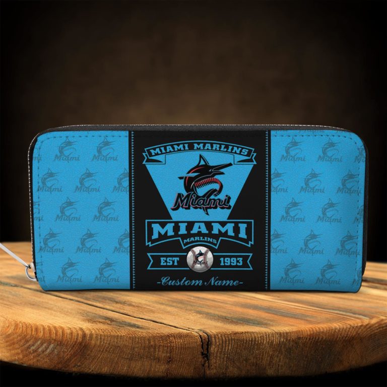 Miami Marlins Custom Name Zip Around Wallets