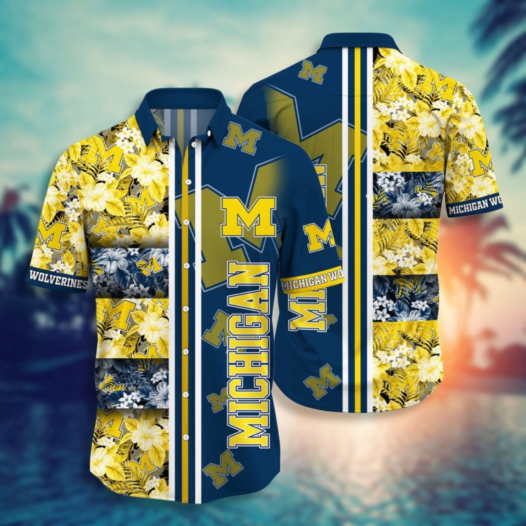Michigan Wolverines Casual Short Sleeve Hawaiian Shirt