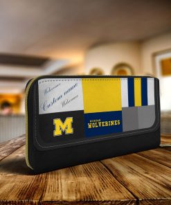 Michigan Wolverines Custom Name Zip Around Wallets
