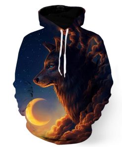 Midnight Moon Wolf Hoodie