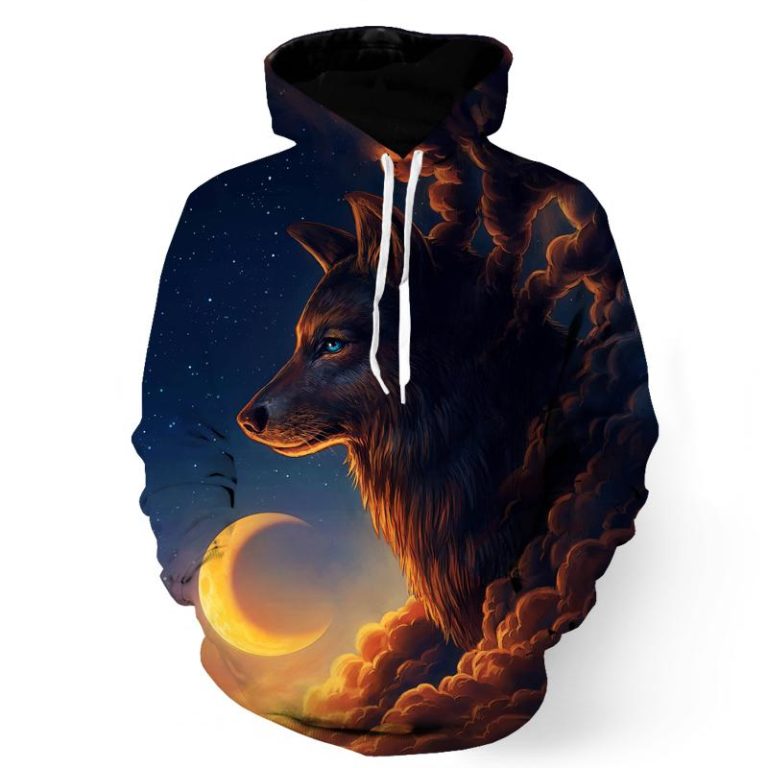 Midnight Moon Wolf Hoodie