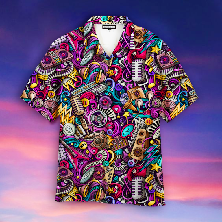 Music Everybody Needs A Little More Disco Short Sleeve Printed Button Down
