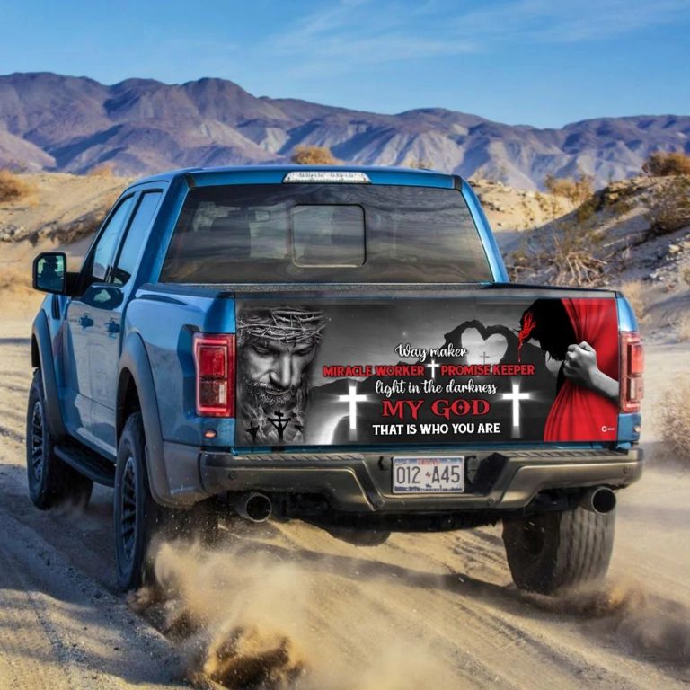 My God Way Maker Miracle Worker Truck Tailgate Decal Sticker Wrap