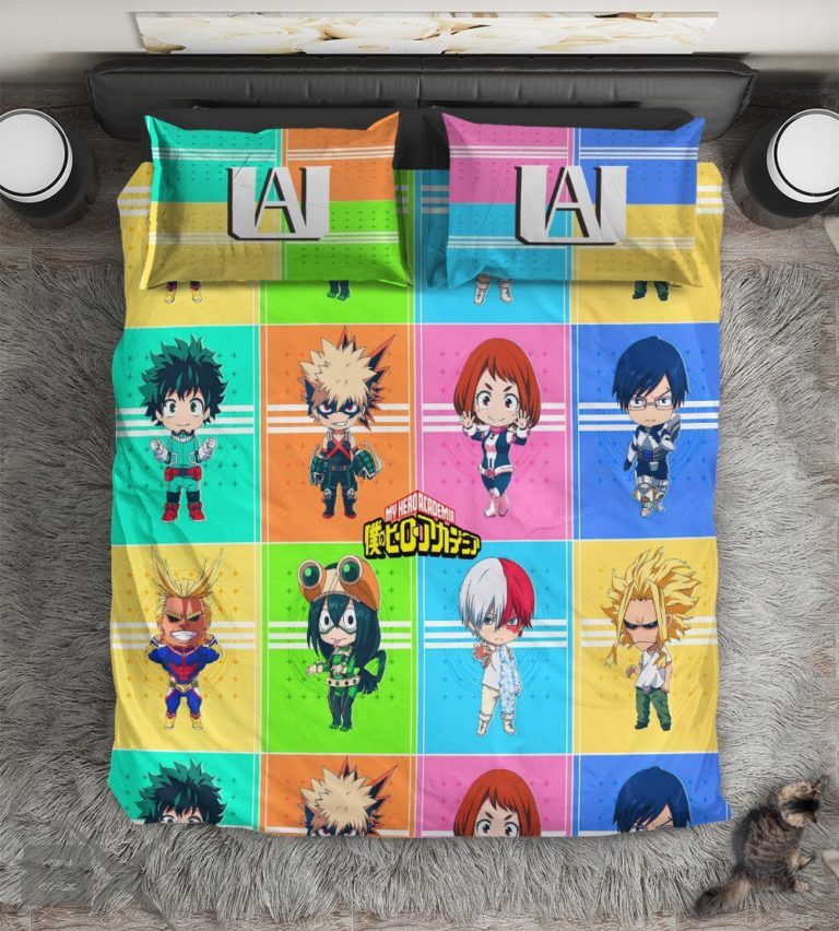 My Hero Academia Bed Set Chibi MHA Bedroom Decor - RobinPlaceFabrics